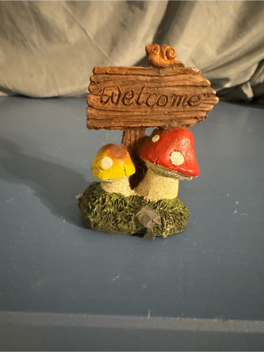 Welcome Mushroom Garden Figurine - Red & Yellow Mushrooms